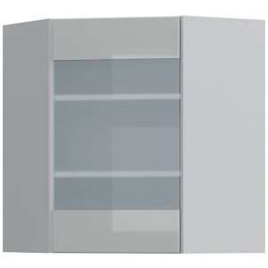 Szafka kuchenna górna Top Line 60 cm narożna prawa z witryną szary połysk 37039