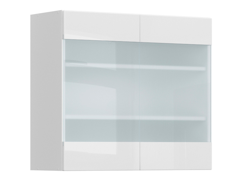 Szafka kuchenna górna Top Line 80 cm dwudrzwiowa z witryną biały połysk 36786