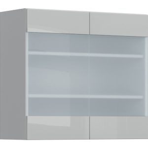 Szafka kuchenna górna Top Line 80 cm dwudrzwiowa z witryną szary połysk 36787 Szafka kuchenna górna Top Line 80 cm dwudrzwiowa z witryną szary połysk 36787