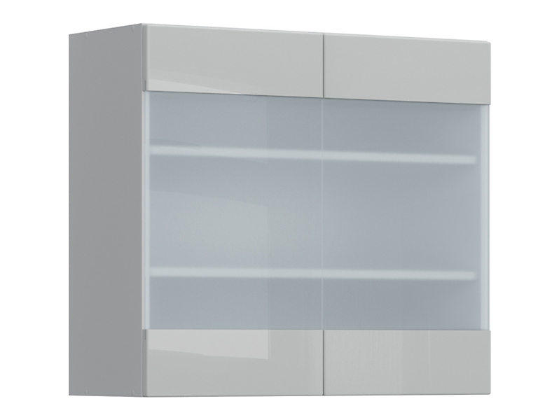 Szafka kuchenna górna Top Line 80 cm dwudrzwiowa z witryną szary połysk 36787