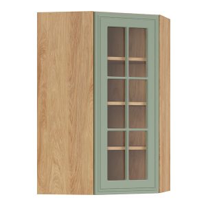 Szafka kuchenna górna Verdi 60 cm narożna prawa z witryną dąb hikora/szałwia mat 926302