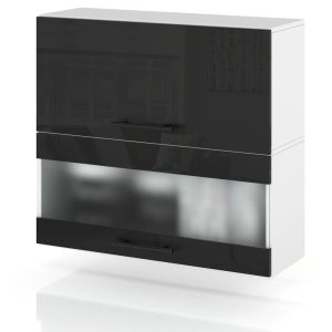 Szafka kuchenna górna witryna 80cm spremium czarny połysk 373969 Szafka kuchenna górna witryna 80cm spremium czarny połysk 373969