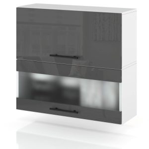 Szafka kuchenna górna witryna 80cm spremium szary połysk 373941 Szafka kuchenna górna witryna 80cm spremium szary połysk 373941