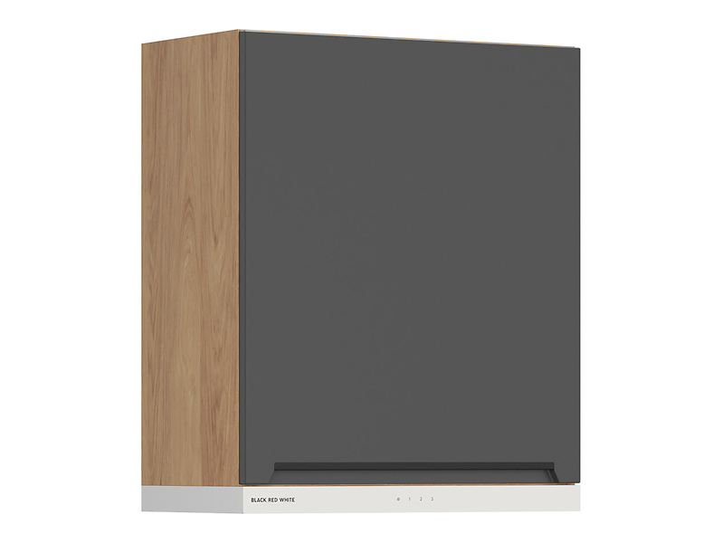 Szafka kuchenna górna z białym okapem Iris 60 cm lewa grafit mat 822477