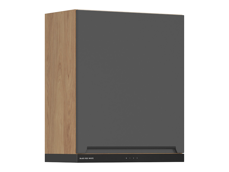 Szafka kuchenna górna z czarnym okapem Iris 60 cm lewa grafit mat 822478