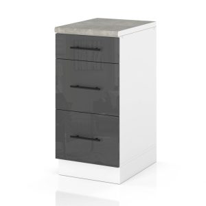 Szafka kuchenna mała 40cm 3 szuflady spremium szary połysk 373995 Szafka kuchenna mała 40cm 3 szuflady spremium szary połysk 373995