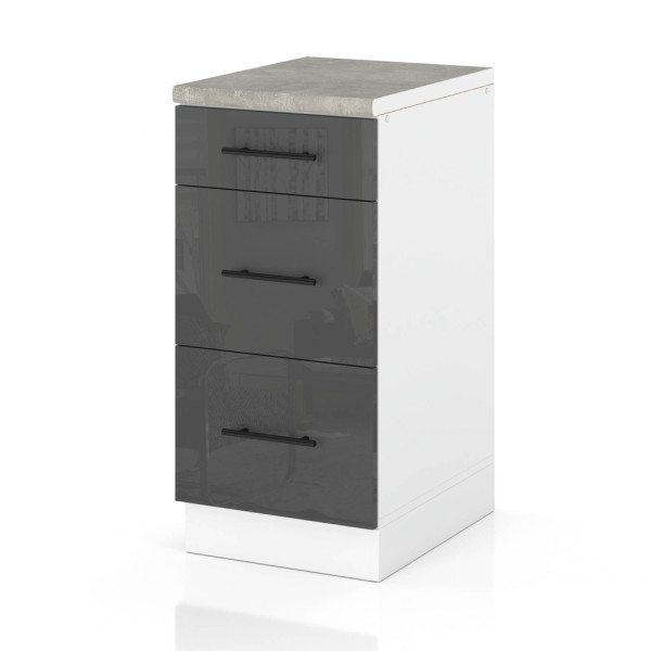 Szafka kuchenna mała 40cm 3 szuflady spremium szary połysk 373995