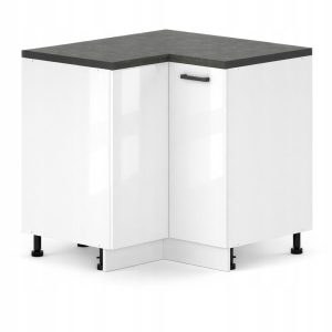Szafka Kuchenna Narożna Dolna 90×90 80×80 Narożnik 2-Drzwiowa Biały Połysk 1079047
