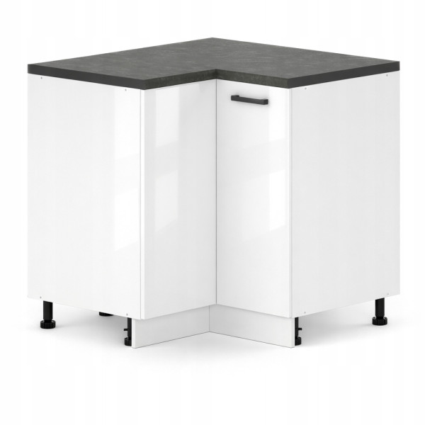 Szafka Kuchenna Narożna Dolna 90x90 80x80 Narożnik 2-Drzwiowa Biały Połysk 1079047