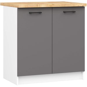 Szafka kuchenna OLIWIA Biała, Grafit Szary 80x46x85 cm 608808