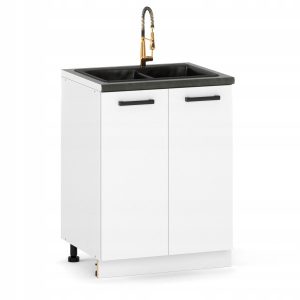 Szafka Kuchenna pod Zlew 60cm Zlewowa 2-Drzwiowa 2D Biały Mat 819723 Szafka Kuchenna pod Zlew 60cm Zlewowa 2-Drzwiowa 2D Biały Mat 819723