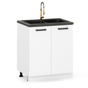 Szafka Kuchenna pod Zlew 80cm Zlewowa 2-Drzwiowa 2D Biały Mat 432552 Szafka Kuchenna pod Zlew 80cm Zlewowa 2-Drzwiowa 2D Biały Mat 432552