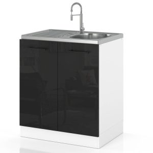 Szafka kuchenna pod zlewozmywak 60cm spremium czarny połysk 377742 Szafka kuchenna pod zlewozmywak 60cm spremium czarny połysk 377742