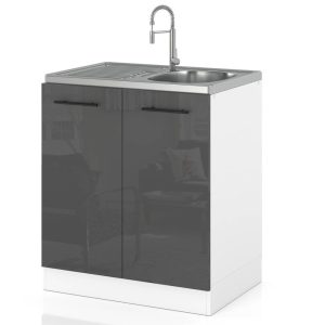 Szafka kuchenna pod zlewozmywak 60cm spremium szary połysk 636969 Szafka kuchenna pod zlewozmywak 60cm spremium szary połysk 636969