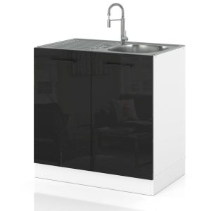 Szafka kuchenna pod zlewozmywak 80cm spremium czarny połysk 636972 Szafka kuchenna pod zlewozmywak 80cm spremium czarny połysk 636972