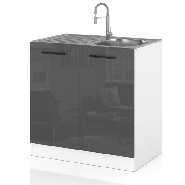 Szafka kuchenna pod zlewozmywak 80cm spremium szary połysk 636973