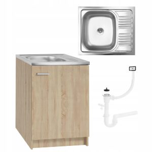 Szafka Kuchenna pod Zlewozmywak Dąb Sonoma Zlew Syfon 60 X 50 Stojąca 413434 Szafka Kuchenna pod Zlewozmywak Dąb Sonoma Zlew Syfon 60 X 50 Stojąca 413434