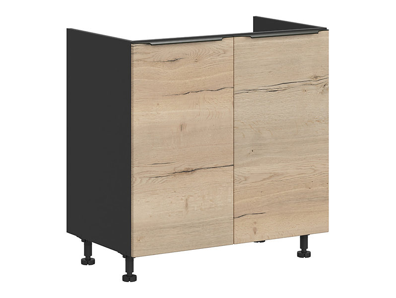 Szafka kuchenna pod zlewozmywak Sole L6 80 cm dwudrzwiowa dąb halifax natura 56719