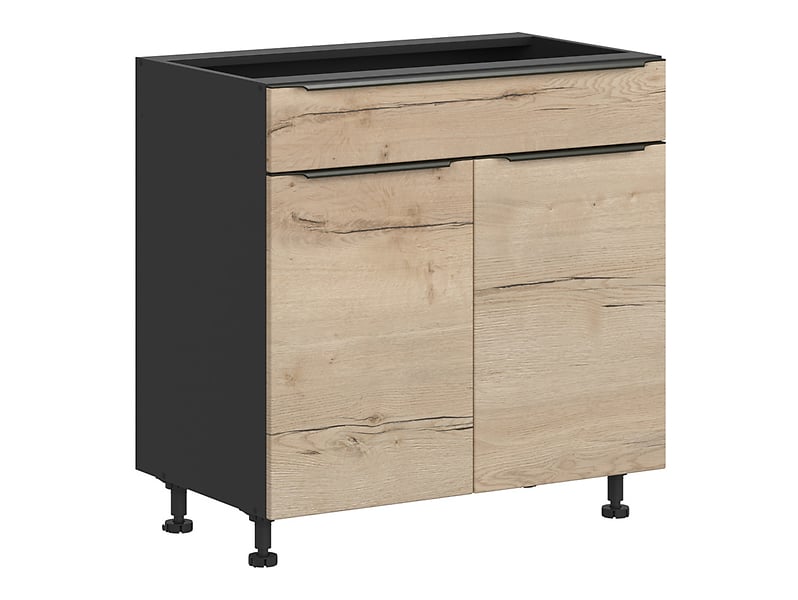 Szafka kuchenna pod zlewozmywak Sole L6 80 cm dwudrzwiowa dąb halifax natura 56548