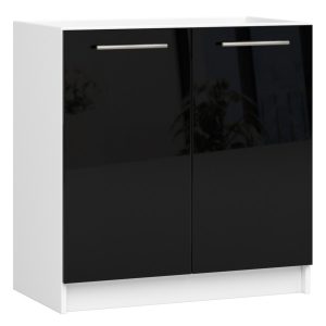 Szafka kuchenna S80 OLIWIA Biała, Czarny Połysk 80x46x82 cm 303035