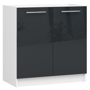 Szafka kuchenna S80 OLIWIA Biała, Grafit Połysk 80x46x82 cm 303002