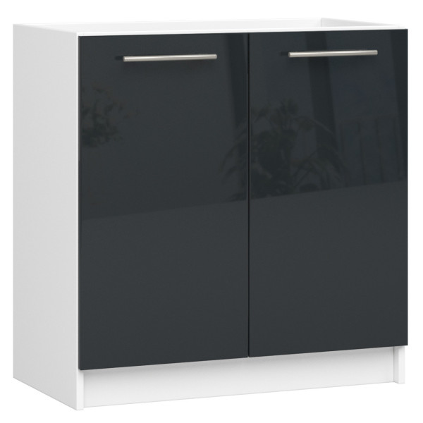 Szafka kuchenna S80 OLIWIA Biała, Grafit Połysk 80x46x82 cm 303002