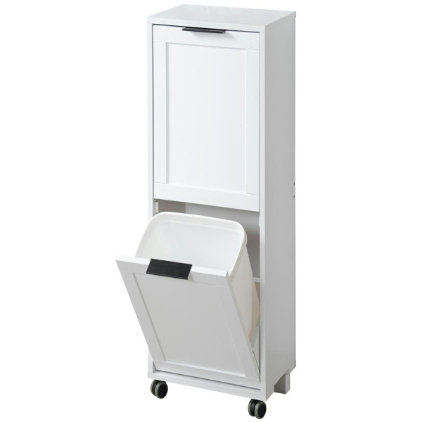 Szafka kuchenna segregacja śmieci 94x36x24 cm MDF biała na kółkach 677534
