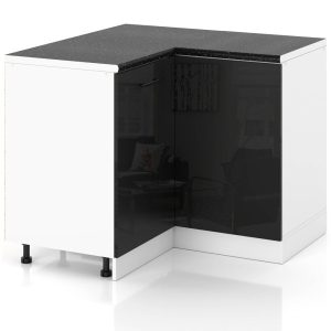 Szafka kuchenna stojąca narożna 90cm spremium czarny połysk 373856 Szafka kuchenna stojąca narożna 90cm spremium czarny połysk 373856
