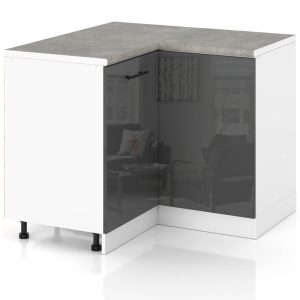 Szafka kuchenna stojąca narożna 90cm spremium szary połysk 373873 Szafka kuchenna stojąca narożna 90cm spremium szary połysk 373873