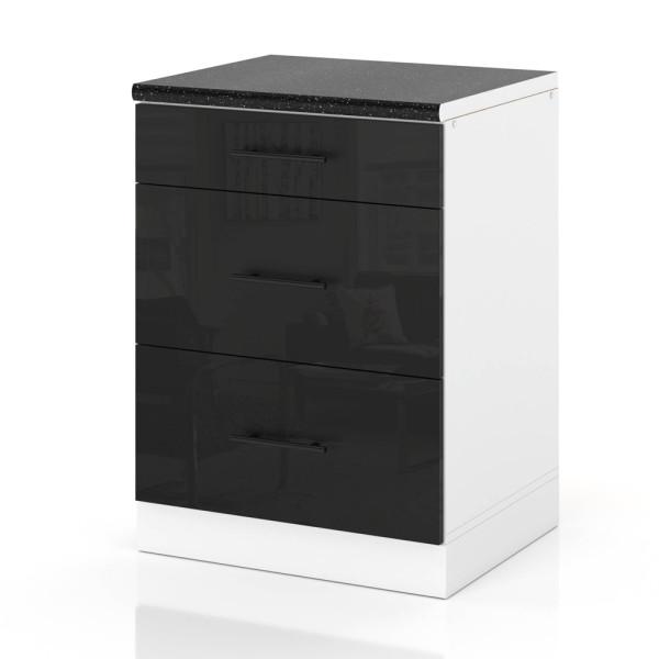 Szafka kuchenna stojąca szuflady 60cm spremium czarny połysk 374327