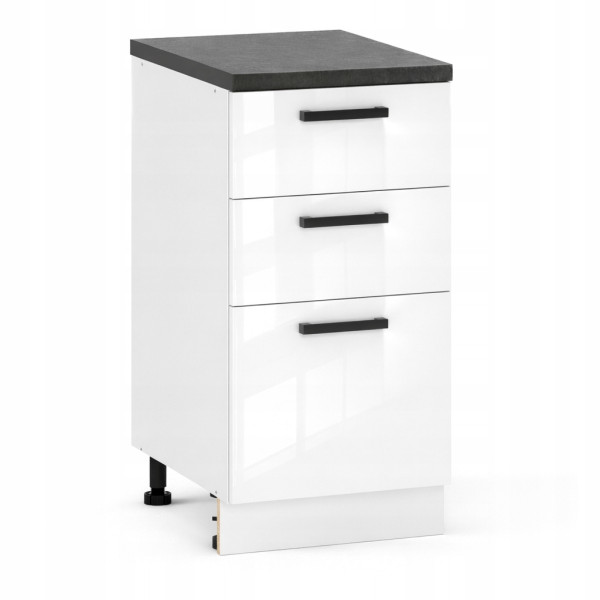 Szafka Kuchenna Stojąca z 3 Szufladami 40cm Quadro Hafele Biały Połysk 1079048