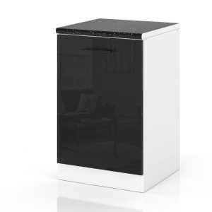 Szafka kuchenna stojąca z blatem 50cm spremium czarny połysk 377768 Szafka kuchenna stojąca z blatem 50cm spremium czarny połysk 377768