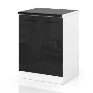 Szafka kuchenna stojąca z blatem 60cm spremium czarny połysk 377748 Szafka kuchenna stojąca z blatem 60cm spremium czarny połysk 377748