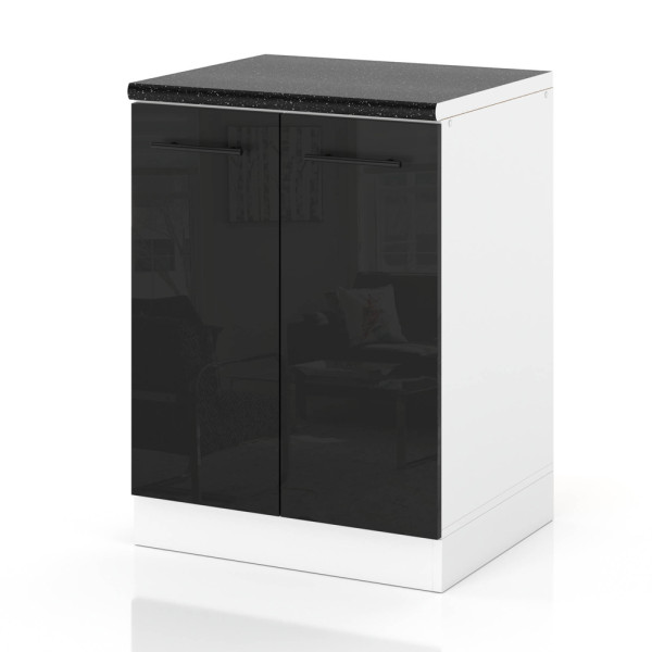 Szafka kuchenna stojąca z blatem 60cm spremium czarny połysk 377748