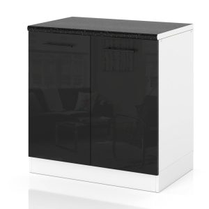 Szafka kuchenna stojąca z blatem 80cm spremium czarny połysk 377758 Szafka kuchenna stojąca z blatem 80cm spremium czarny połysk 377758