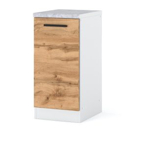 Szafka kuchenna stojąca z blatem blande 40cm biała dąb wotan 376702 Szafka kuchenna stojąca z blatem blande 40cm biała dąb wotan 376702
