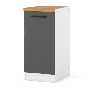 Szafka kuchenna stojąca z blatem blande 40cm biała szary mat 376689 Szafka kuchenna stojąca z blatem blande 40cm biała szary mat 376689