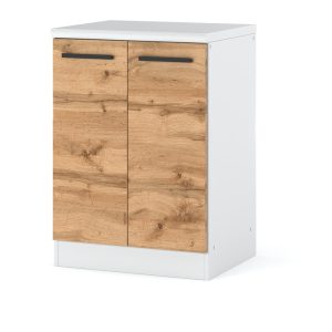 Szafka kuchenna stojąca z blatem blande 60cm biała dąb wotan 376804 Szafka kuchenna stojąca z blatem blande 60cm biała dąb wotan 376804