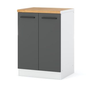 Szafka kuchenna stojąca z blatem blande 60cm biała szary mat 376805 Szafka kuchenna stojąca z blatem blande 60cm biała szary mat 376805