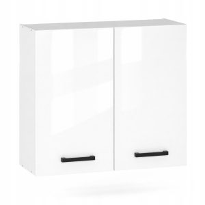 Szafka Kuchenna Wisząca Górna 80cm 2-Drzwiowa 2D Szyna Biały Połysk 1079393