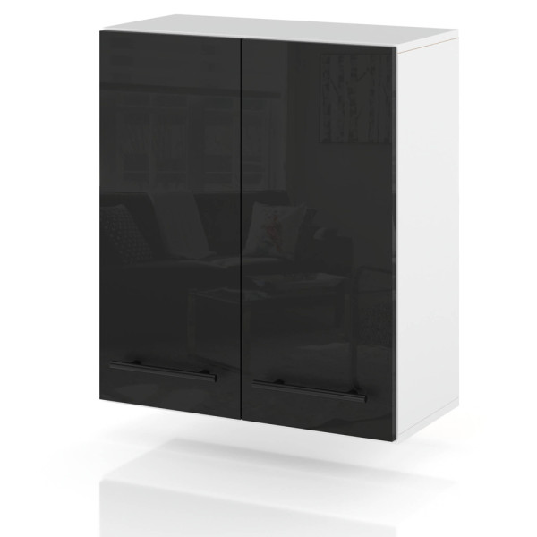 Szafka kuchenna wisząca uchwyty 60cm spremium czarny połysk 374360