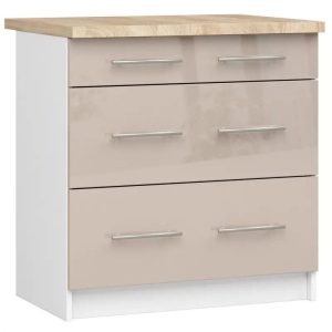 Szafka kuchenna z blatem, KLARA, 80x60x85, biały, cappuccino | TYLETEGOTU 989036 Szafka kuchenna z blatem, KLARA, 80x60x85, biały, cappuccino | TYLETEGOTU 989036