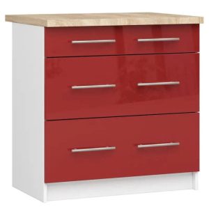 Szafka kuchenna z blatem, KLARA, 80x60x85 cm, biały, czerwony | TYLETEGOTU 989030 Szafka kuchenna z blatem, KLARA, 80x60x85 cm, biały, czerwony | TYLETEGOTU 989030