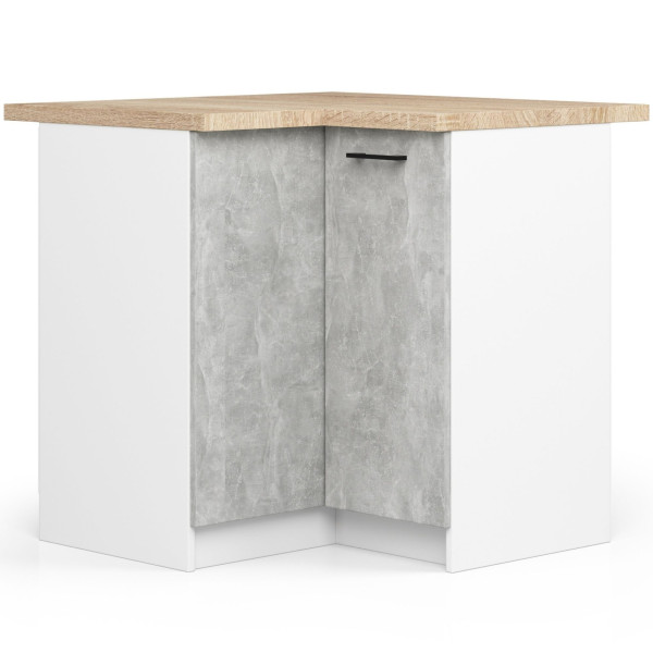 Szafka kuchenna z blatem OLIWIA Biała, Beton 90x46x85 cm 303003