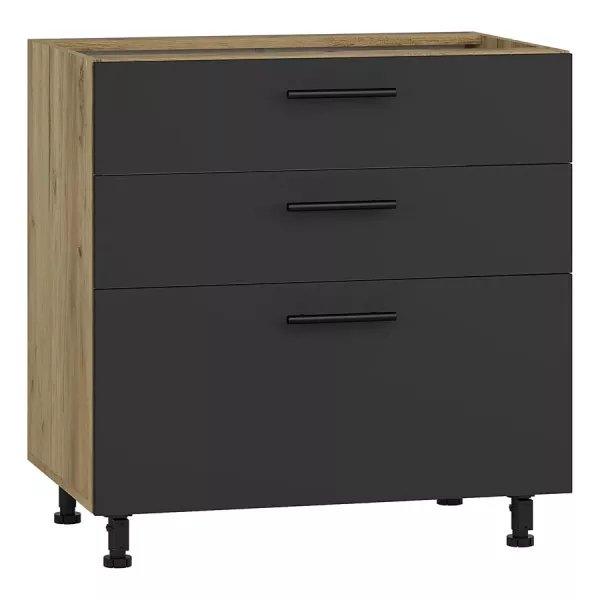 Szafka kuchenna z szufladami antracyt + dąb craft - Sarska 647288