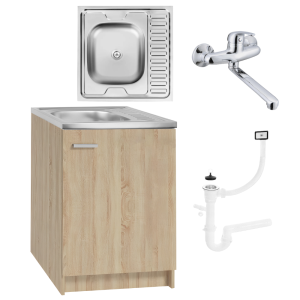 Szafka Kuchenna Zlewozmywak 60 x 60 Dąb Sonoma Bateria Ścienna 455125