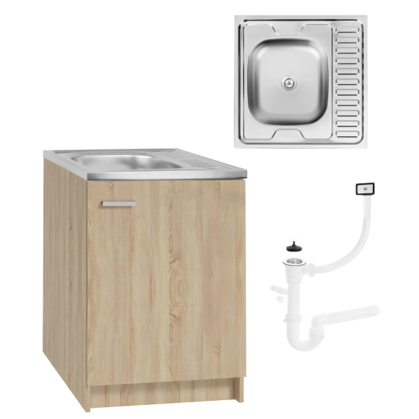 Szafka Kuchenna Zlewozmywak Syfon 60 x 60 Dąb Sonoma 436515