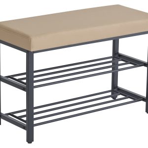 Szafka ławka półka na buty z siedziskiem tapicerowana ekoskóra beżowy 79 cm 994563 Szafka ławka półka na buty z siedziskiem tapicerowana ekoskóra beżowy 79 cm 994563