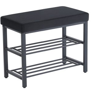 Szafka ławka półka na buty z siedziskiem tapicerowana ekoskóra czarny 60 cm 994565 Szafka ławka półka na buty z siedziskiem tapicerowana ekoskóra czarny 60 cm 994565