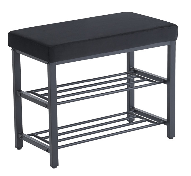 Szafka ławka półka na buty z siedziskiem tapicerowana ekoskóra czarny 60 cm 994565